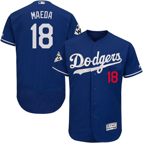 Dodgers #18 Kenta Maeda Blue Flexbase Authentic Collection World Series Bound Stitched MLB Jersey - Click Image to Close